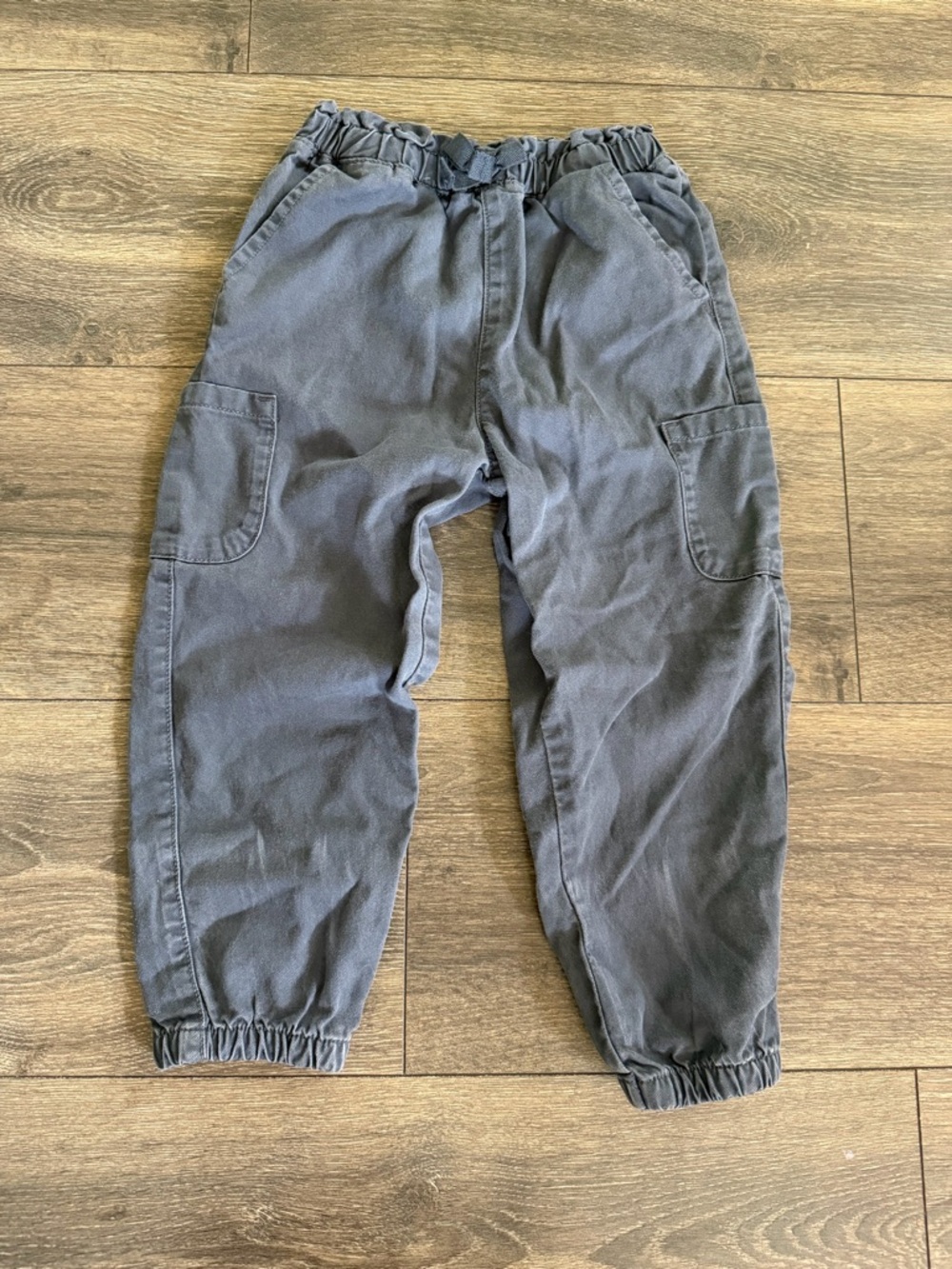 Sz 4t Charcoal Elastic Waist Cargo Jogger Pants
